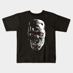 Robot skull face line art Kids T-Shirt